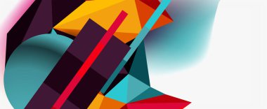 Moda 3d geometrik kompozisyon, iş veya teknoloji sunumu için tasarım şablonu, İnternet posteri veya web broşürü kapağı