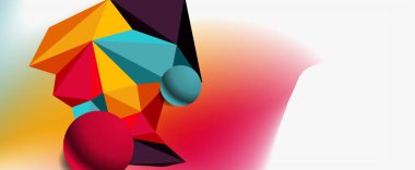 Moda 3d geometrik kompozisyon, iş veya teknoloji sunumu için tasarım şablonu, İnternet posteri veya web broşürü kapağı