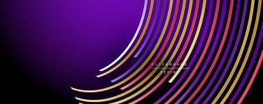 Soyut renkli çizgiler vektör arkaplanı. İnternet, büyük veri ve teknoloji bağlantıları kavramı, soyut şablon