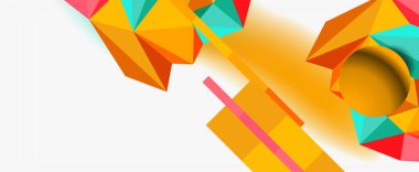 Moda 3d geometrik kompozisyon, iş veya teknoloji sunumu için tasarım şablonu, İnternet posteri veya web broşürü kapağı