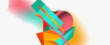 Moda 3d geometrik kompozisyon, iş veya teknoloji sunumu için tasarım şablonu, İnternet posteri veya web broşürü kapağı