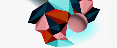 Moda 3d geometrik kompozisyon, iş veya teknoloji sunumu için tasarım şablonu, İnternet posteri veya web broşürü kapağı