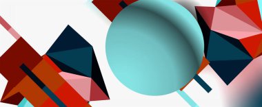 Moda 3d geometrik kompozisyon, iş veya teknoloji sunumu için tasarım şablonu, İnternet posteri veya web broşürü kapağı