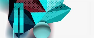 Moda 3d geometrik kompozisyon, iş veya teknoloji sunumu için tasarım şablonu, İnternet posteri veya web broşürü kapağı