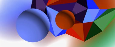 Moda 3d geometrik kompozisyon, iş veya teknoloji sunumu için tasarım şablonu, İnternet posteri veya web broşürü kapağı