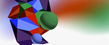 Moda 3d geometrik kompozisyon, iş veya teknoloji sunumu için tasarım şablonu, İnternet posteri veya web broşürü kapağı