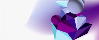 Moda 3d geometrik kompozisyon, iş veya teknoloji sunumu için tasarım şablonu, İnternet posteri veya web broşürü kapağı