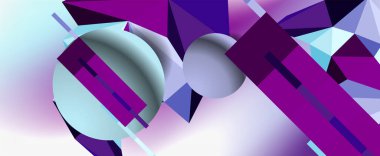 Moda 3d geometrik kompozisyon, iş veya teknoloji sunumu için tasarım şablonu, İnternet posteri veya web broşürü kapağı