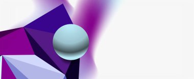 Moda 3d geometrik kompozisyon, iş veya teknoloji sunumu için tasarım şablonu, İnternet posteri veya web broşürü kapağı