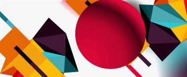 Moda 3d geometrik kompozisyon, iş veya teknoloji sunumu için tasarım şablonu, İnternet posteri veya web broşürü kapağı