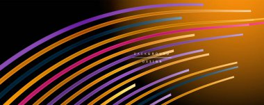 Soyut renkli çizgiler vektör arkaplanı. İnternet, büyük veri ve teknoloji bağlantıları kavramı, soyut şablon