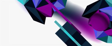 Moda 3d geometrik kompozisyon, iş veya teknoloji sunumu için tasarım şablonu, İnternet posteri veya web broşürü kapağı