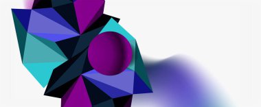 Moda 3d geometrik kompozisyon, iş veya teknoloji sunumu için tasarım şablonu, İnternet posteri veya web broşürü kapağı