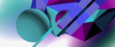 Moda 3d geometrik kompozisyon, iş veya teknoloji sunumu için tasarım şablonu, İnternet posteri veya web broşürü kapağı