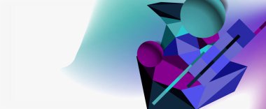 Moda 3d geometrik kompozisyon, iş veya teknoloji sunumu için tasarım şablonu, İnternet posteri veya web broşürü kapağı