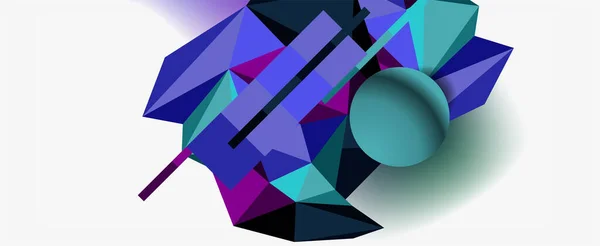 Trendige geometrische 3D-Komposition, Design-Vorlage für Unternehmens- oder Technologiepräsentation, Internet-Poster oder Web-Broschüren-Cover — Stockvektor