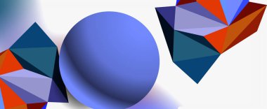 Moda 3d geometrik kompozisyon, iş veya teknoloji sunumu için tasarım şablonu, İnternet posteri veya web broşürü kapağı