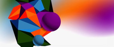 Moda 3d geometrik kompozisyon, iş veya teknoloji sunumu için tasarım şablonu, İnternet posteri veya web broşürü kapağı