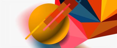 Moda 3d geometrik kompozisyon, iş veya teknoloji sunumu için tasarım şablonu, İnternet posteri veya web broşürü kapağı