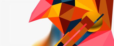 Moda 3d geometrik kompozisyon, iş veya teknoloji sunumu için tasarım şablonu, İnternet posteri veya web broşürü kapağı