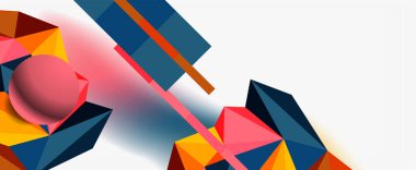 Moda 3d geometrik kompozisyon, iş veya teknoloji sunumu için tasarım şablonu, İnternet posteri veya web broşürü kapağı