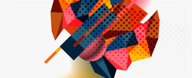 Moda 3d geometrik kompozisyon, iş veya teknoloji sunumu için tasarım şablonu, İnternet posteri veya web broşürü kapağı