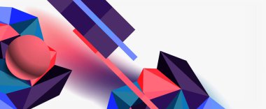 Moda 3d geometrik kompozisyon, iş veya teknoloji sunumu için tasarım şablonu, İnternet posteri veya web broşürü kapağı