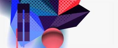 Moda 3d geometrik kompozisyon, iş veya teknoloji sunumu için tasarım şablonu, İnternet posteri veya web broşürü kapağı