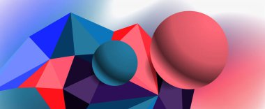 Moda 3d geometrik kompozisyon, iş veya teknoloji sunumu için tasarım şablonu, İnternet posteri veya web broşürü kapağı