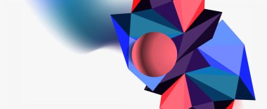 Moda 3d geometrik kompozisyon, iş veya teknoloji sunumu için tasarım şablonu, İnternet posteri veya web broşürü kapağı