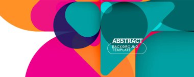 Modern geometrik yuvarlak şekiller ve dinamik çizgiler, soyut arka plan. Pankartlar, broşürler, posterler ve afişler için vektör ilüstrasyonu