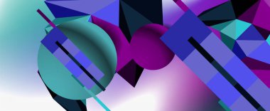 Moda 3d geometrik kompozisyon, iş veya teknoloji sunumu için tasarım şablonu, İnternet posteri veya web broşürü kapağı