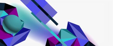 Moda 3d geometrik kompozisyon, iş veya teknoloji sunumu için tasarım şablonu, İnternet posteri veya web broşürü kapağı