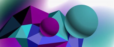 Moda 3d geometrik kompozisyon, iş veya teknoloji sunumu için tasarım şablonu, İnternet posteri veya web broşürü kapağı