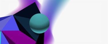 Moda 3d geometrik kompozisyon, iş veya teknoloji sunumu için tasarım şablonu, İnternet posteri veya web broşürü kapağı