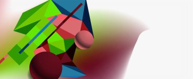 Moda 3d geometrik kompozisyon, iş veya teknoloji sunumu için tasarım şablonu, İnternet posteri veya web broşürü kapağı