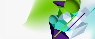 Moda 3d geometrik kompozisyon, iş veya teknoloji sunumu için tasarım şablonu, İnternet posteri veya web broşürü kapağı