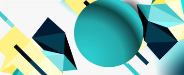 Moda 3d geometrik kompozisyon, iş veya teknoloji sunumu için tasarım şablonu, İnternet posteri veya web broşürü kapağı