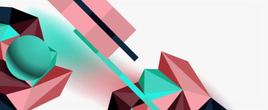Moda 3d geometrik kompozisyon, iş veya teknoloji sunumu için tasarım şablonu, İnternet posteri veya web broşürü kapağı