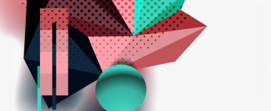 Moda 3d geometrik kompozisyon, iş veya teknoloji sunumu için tasarım şablonu, İnternet posteri veya web broşürü kapağı