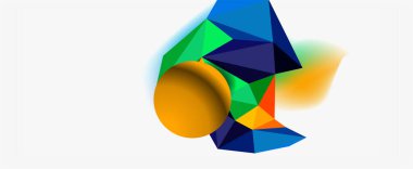 Moda 3d geometrik kompozisyon, iş veya teknoloji sunumu için tasarım şablonu, İnternet posteri veya web broşürü kapağı