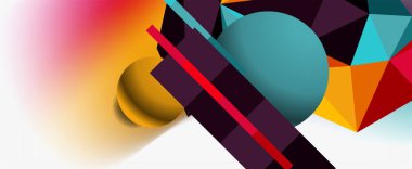 Moda 3d geometrik kompozisyon, iş veya teknoloji sunumu için tasarım şablonu, İnternet posteri veya web broşürü kapağı
