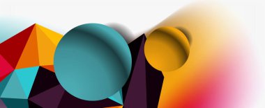 Moda 3d geometrik kompozisyon, iş veya teknoloji sunumu için tasarım şablonu, İnternet posteri veya web broşürü kapağı