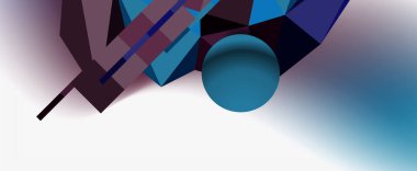 Moda 3d geometrik kompozisyon, iş veya teknoloji sunumu için tasarım şablonu, İnternet posteri veya web broşürü kapağı