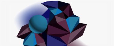 Moda 3d geometrik kompozisyon, iş veya teknoloji sunumu için tasarım şablonu, İnternet posteri veya web broşürü kapağı