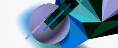 Moda 3d geometrik kompozisyon, iş veya teknoloji sunumu için tasarım şablonu, İnternet posteri veya web broşürü kapağı