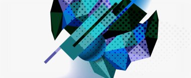 Moda 3d geometrik kompozisyon, iş veya teknoloji sunumu için tasarım şablonu, İnternet posteri veya web broşürü kapağı