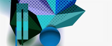 Moda 3d geometrik kompozisyon, iş veya teknoloji sunumu için tasarım şablonu, İnternet posteri veya web broşürü kapağı