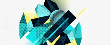 Moda 3d geometrik kompozisyon, iş veya teknoloji sunumu için tasarım şablonu, İnternet posteri veya web broşürü kapağı