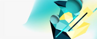 Moda 3d geometrik kompozisyon, iş veya teknoloji sunumu için tasarım şablonu, İnternet posteri veya web broşürü kapağı